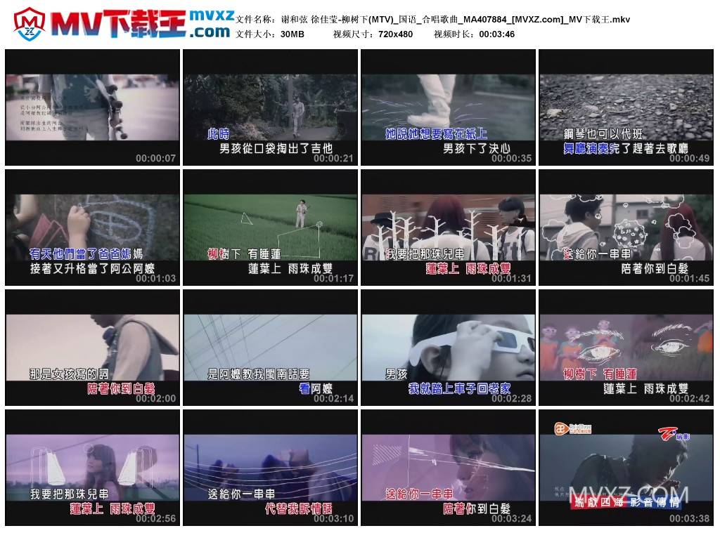 谢和弦 徐佳莹-柳树下(MTV)_国语_合唱歌曲_MA407884